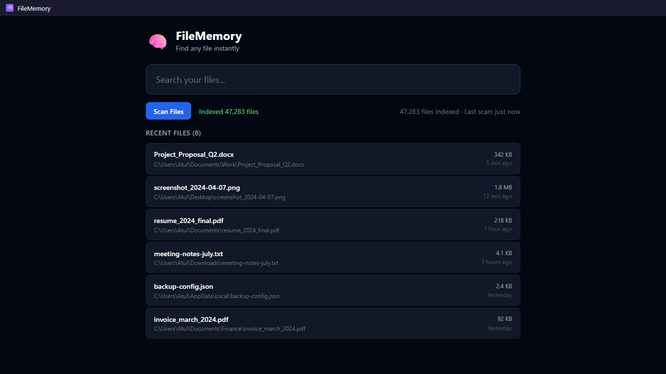 FileMemory File Search