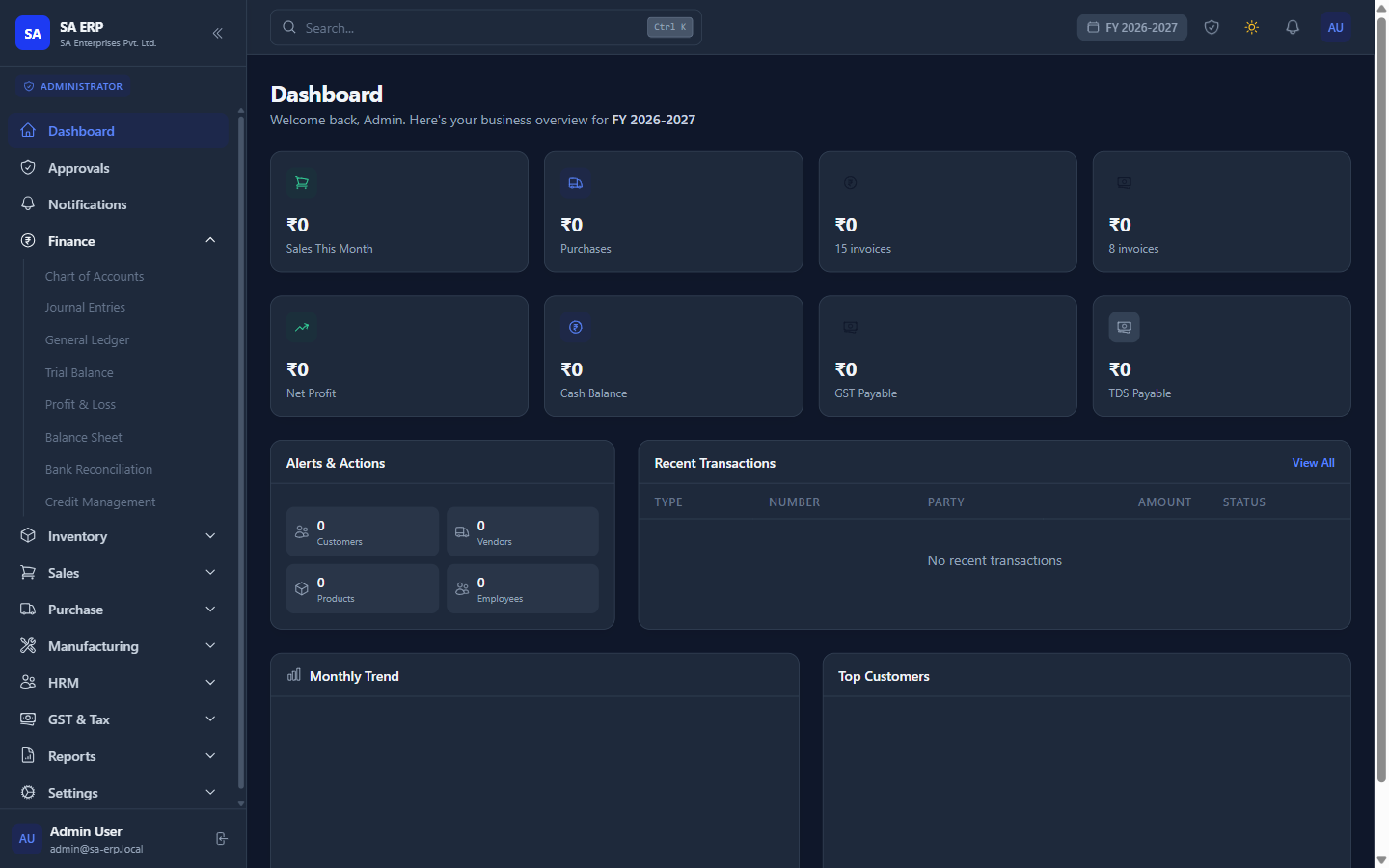 SA ERP Dashboard
